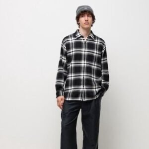 Classic Black & White Checkered Flannel Shirt for Men